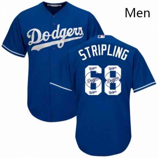 Mens Majestic Los Angeles Dodgers 68 Ross Stripling Authentic Royal Blue Team Logo Fashion Cool Base MLB Jersey